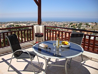 The patio looking out to the coast