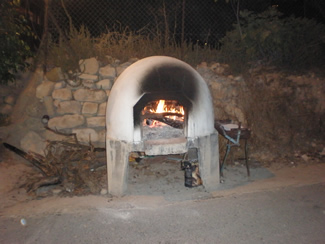 Wood oven outside the Savvas Grill